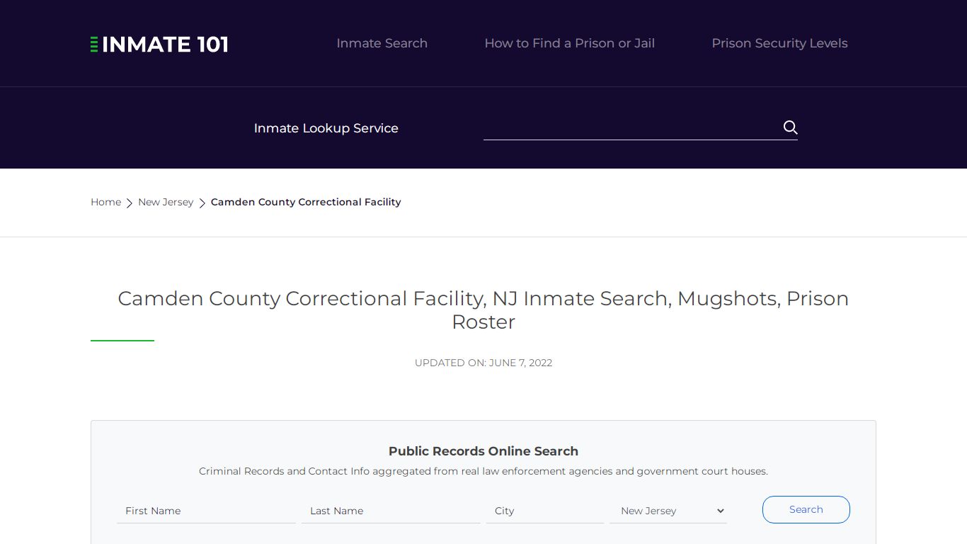 Camden County Correctional Facility, NJ Inmate Search ...
